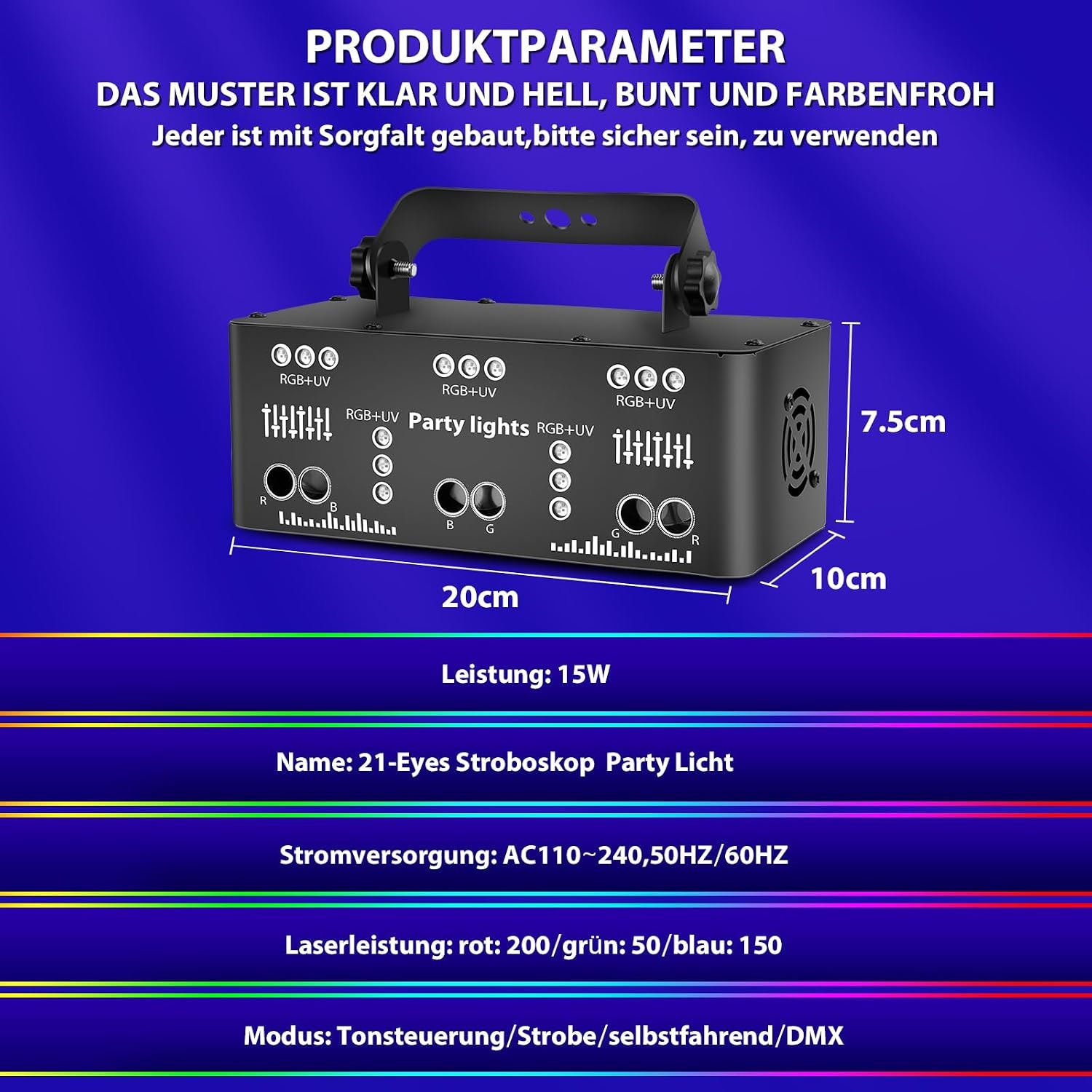 LED Party-Projektor mit 21 Linsen - Musikgesteuert - Bis zu 34% sparen