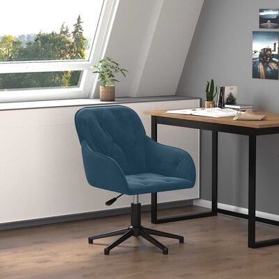 Vidaxl Drehbarer Bürostuhl in Blau - Samt - Bis zu 34% Rabatt sparen