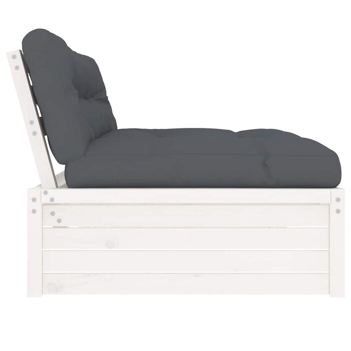 Garten-Mittelsofa aus massivem Kiefernholz, Weiß - bis zu 35% Rabatt