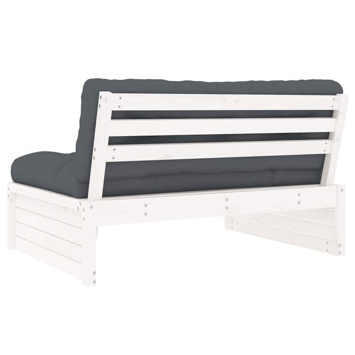 Garten-Mittelsofa aus massivem Kiefernholz, Weiß - bis zu 35% Rabatt