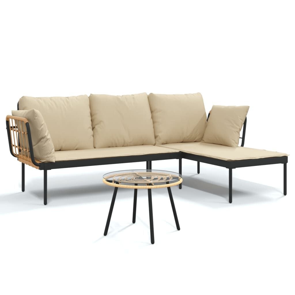 3-teiliges Garten-Loungeset Poly-Rattan beige/anthrazit - bis zu 35% Rabatt