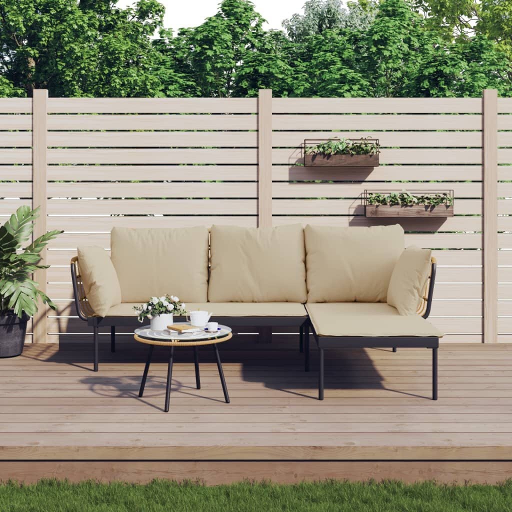 3-teiliges Garten-Loungeset Poly-Rattan beige/anthrazit - bis zu 35% Rabatt