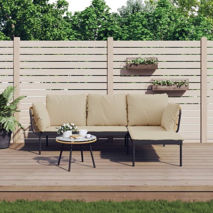 3-teiliges Garten-Loungeset Poly-Rattan beige/anthrazit - bis zu 35% Rabatt