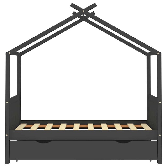 Vidaxl Hausbett Kinderbett 80x160 cm mit Bettkasten - Dunkelgrau - Bis zu 35% Rabatt