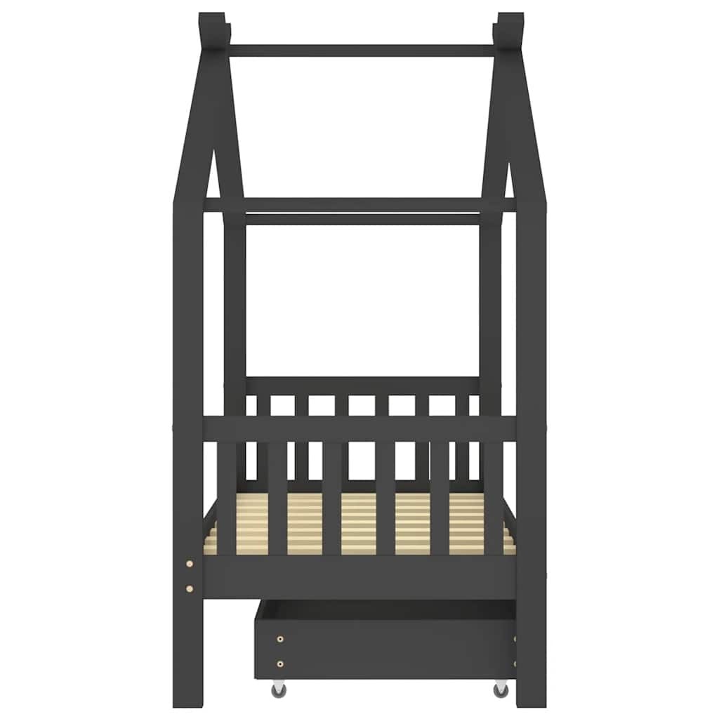 Vidaxl Hausbett Kinderbett 80x160 cm mit Bettkasten - Dunkelgrau - Bis zu 35% Rabatt