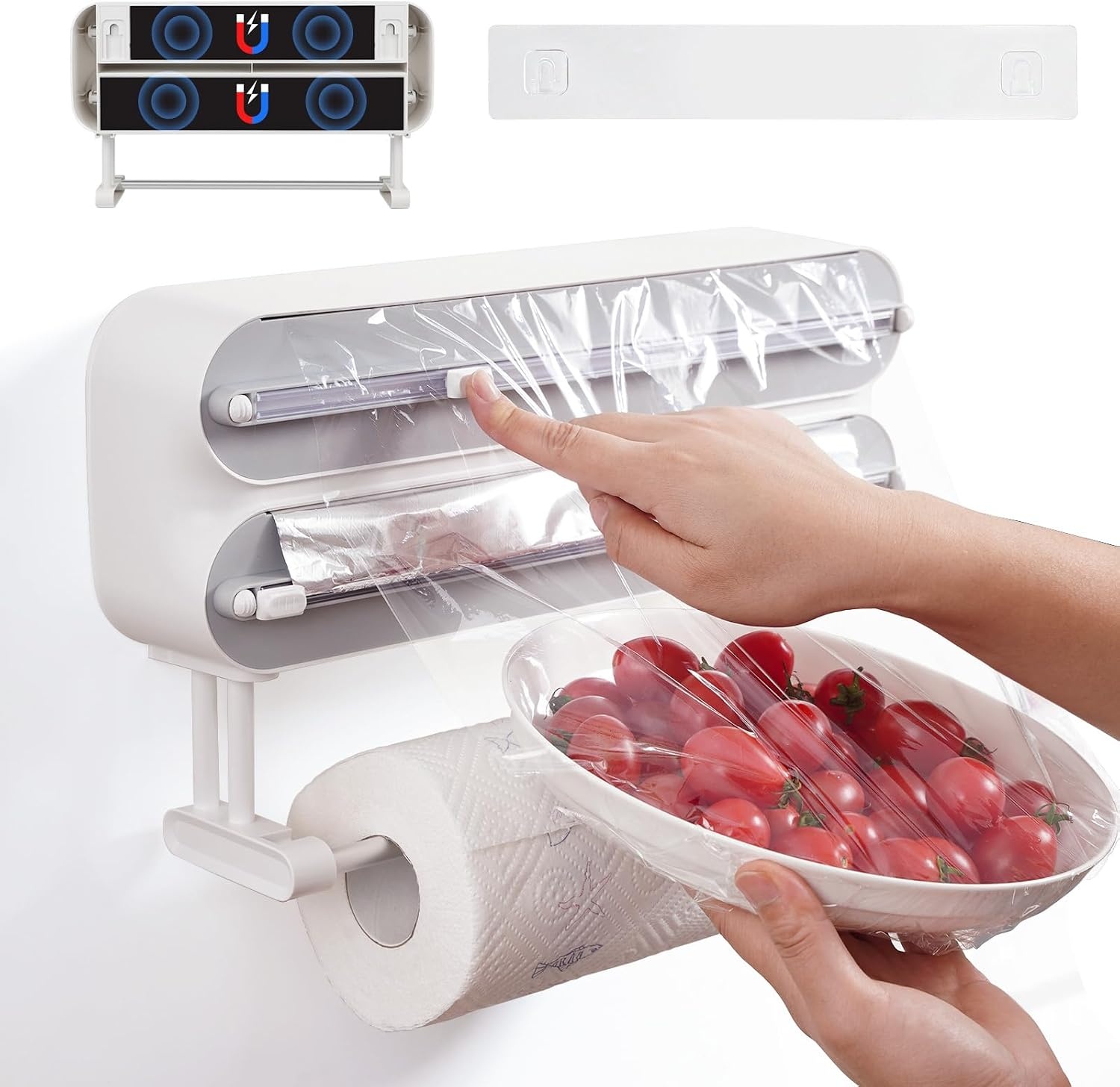 3-in-1 Küchenrollenhalter mit Folienabroller - Magnetisch, Weiß - bis zu 33% Rabatt