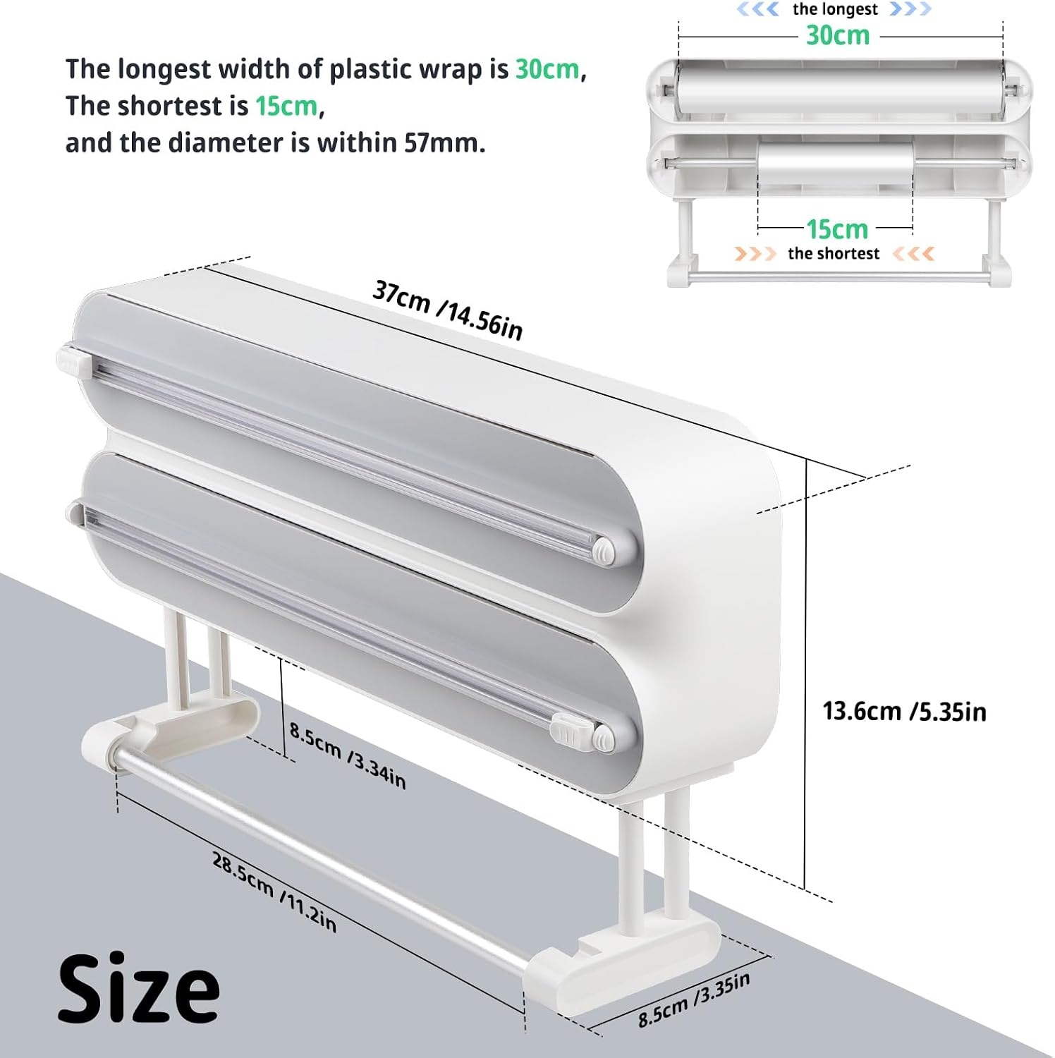 3-in-1 Küchenrollenhalter mit Folienabroller - Magnetisch, Weiß - bis zu 33% Rabatt
