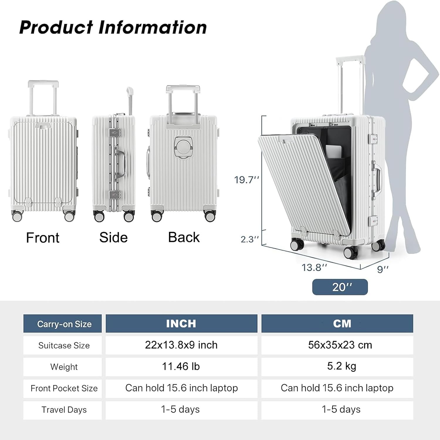 Premium Handgepäckkoffer 20 Zoll - TSA, USB & Aluminiumrahmen - bis zu 35% Rabatt