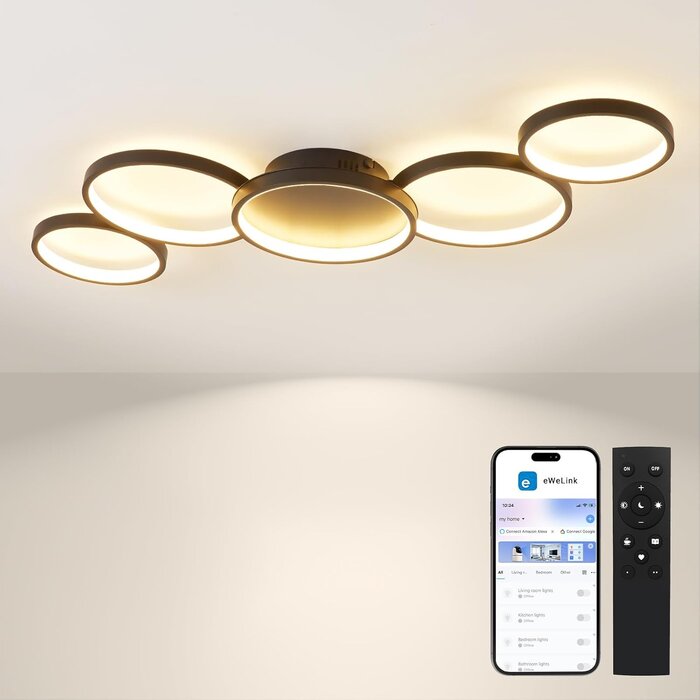 Moderne 5-flammige LED-Deckenleuchte Smart-Home - Schwarz - bis zu 34% reduziert
