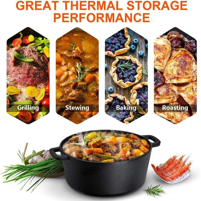 Gusseisen Dutch Oven Set 26 cm - 2-in-1 Topf & Pfanne - bis zu 33% reduziert
