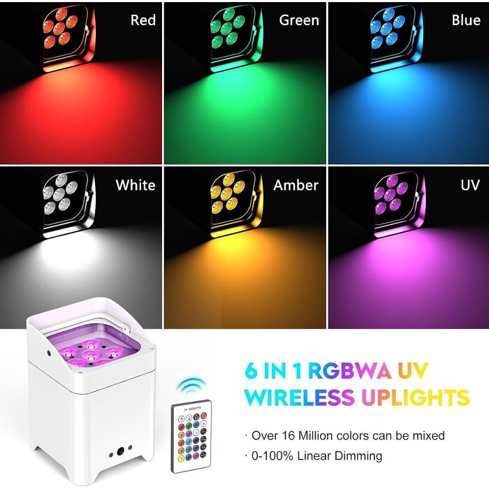 Profi LED Uplight Set 4x 108W RGBWA+UV - Akku & DMX - Outlet bis zu 35% Rabatt