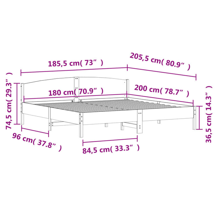 Vidaxl Massivholz-Bettgestell 180x200 cm - Kiefer - Jetzt bis zu 34% Rabatt sparen