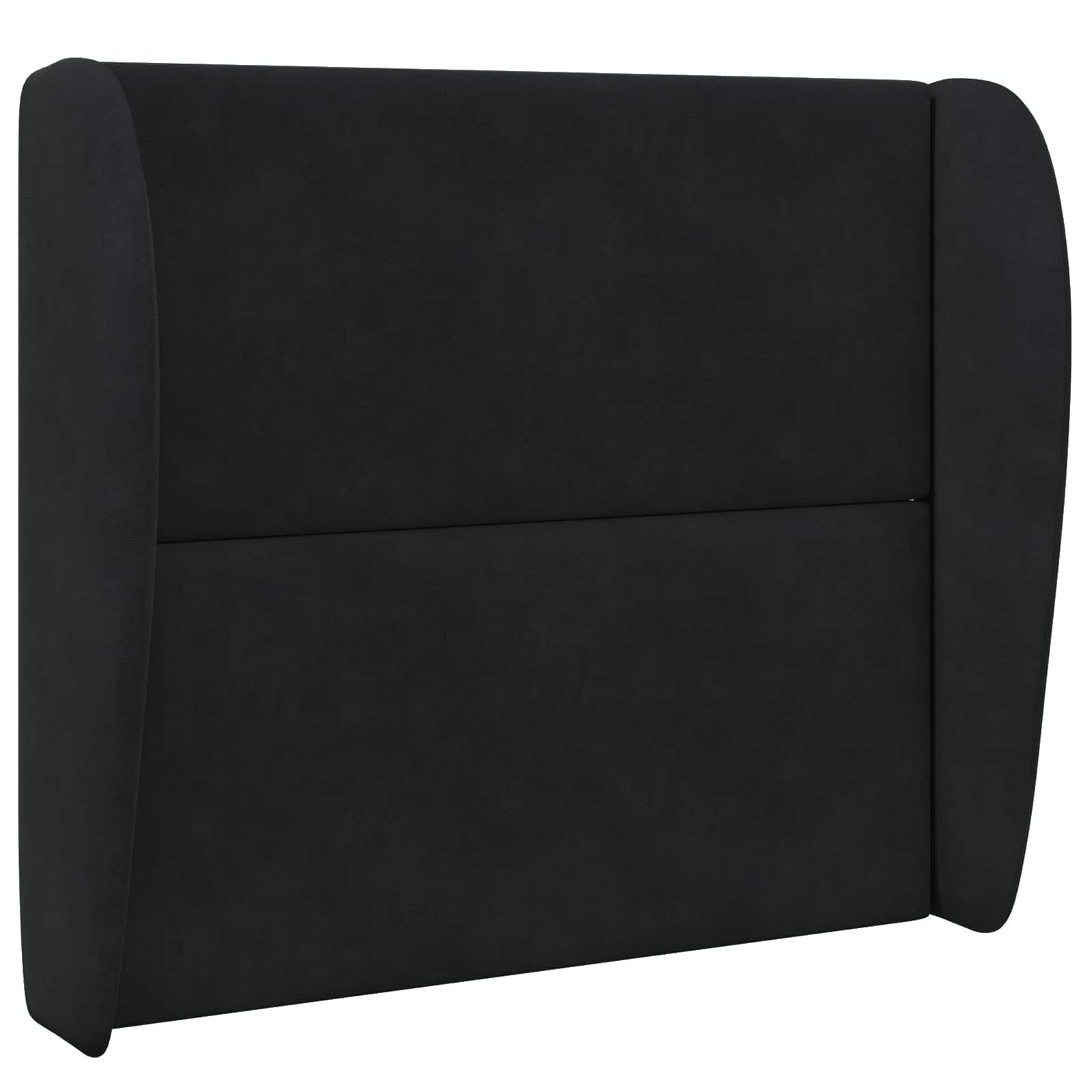 Samt-Kopfteil mit Ohrenbacken Schwarz - 80x23x6 cm - bis zu 27% Rabatt