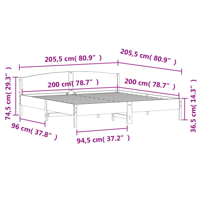 Vidaxl Massivholz-Bettgestell 200x200 cm aus Kiefer - Jetzt bis zu 34% günstiger