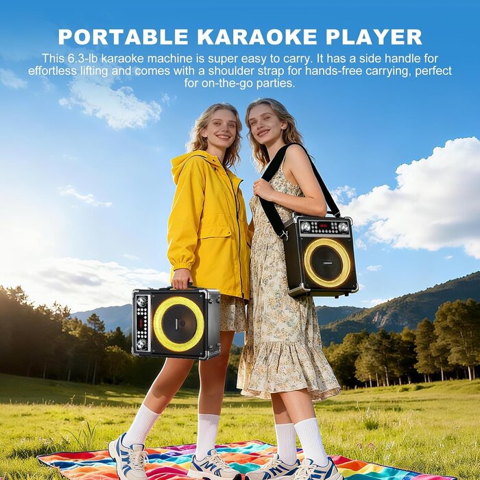 Karaoke-Maschine mit 2 Funkmikrofonen & Lichteffekten - bis zu 34% sparen