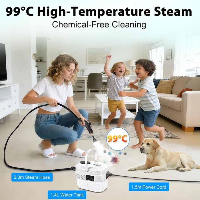 Dampfreiniger 1500W mit 14-tlg. Zubehör - Outlet-Angebot bis zu 29% reduziert