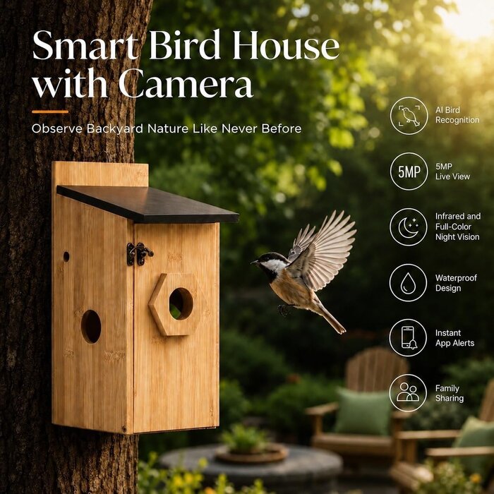 Smartes Vogelhaus mit 5MP Kamera & Solar - Naturbeobachtung bis zu 34% günstiger