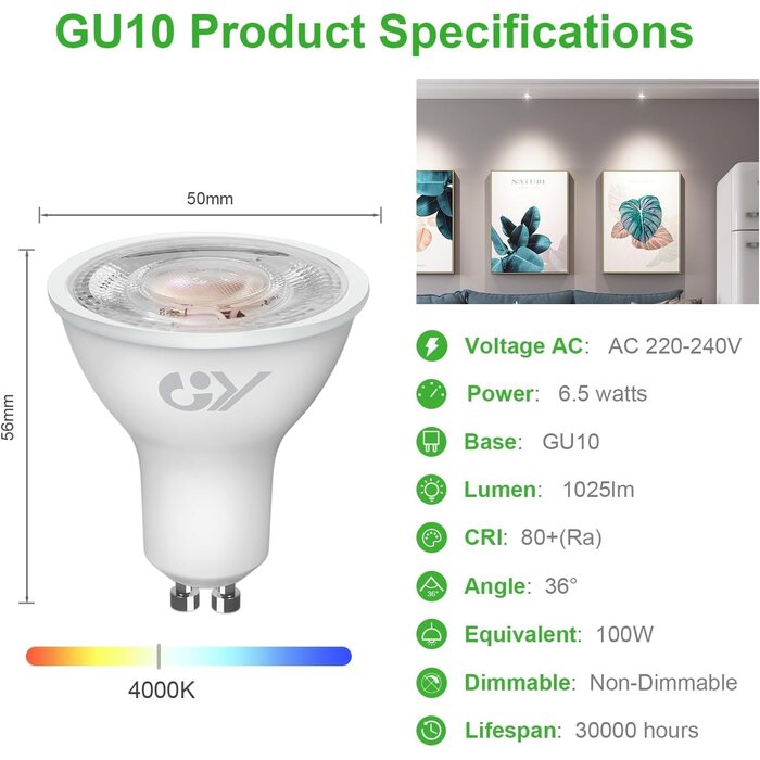 12er-Set GU10 LED-Spots 6,5W - 1025 Lumen Neutralweiß - Jetzt bis zu 32% Rabatt