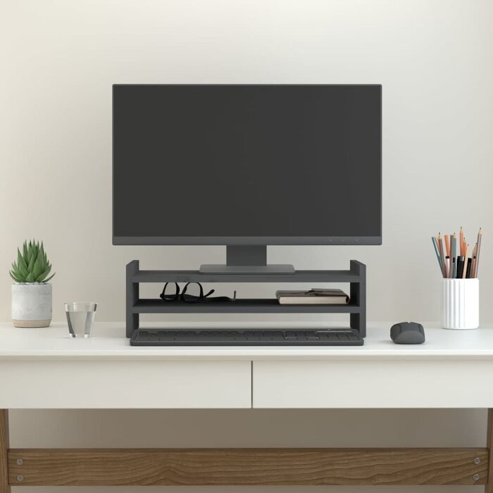 Vidaxl Monitorständer aus Kiefernholz, Grau - 50x27x15 cm - Bis zu 31% sparen