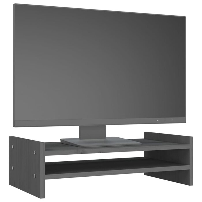 Vidaxl Monitorständer aus Kiefernholz, Grau - 50x27x15 cm - Bis zu 31% sparen