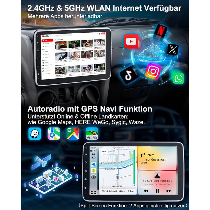 1-DIN Autoradio mit 10,1 Zoll Touchscreen & Android 14 - bis zu 30% Rabatt