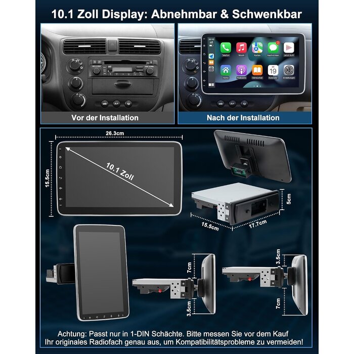 1-DIN Autoradio mit 10,1 Zoll Touchscreen & Android 14 - bis zu 30% Rabatt