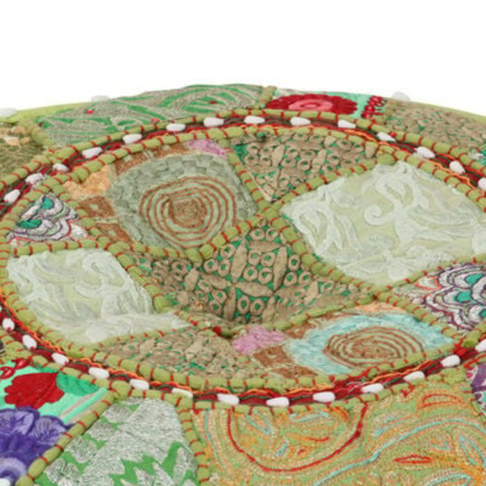 Vidaxl Handgefertigter Patchwork-Pouf Grün 40x20cm | Jetzt bis zu 33% sparen