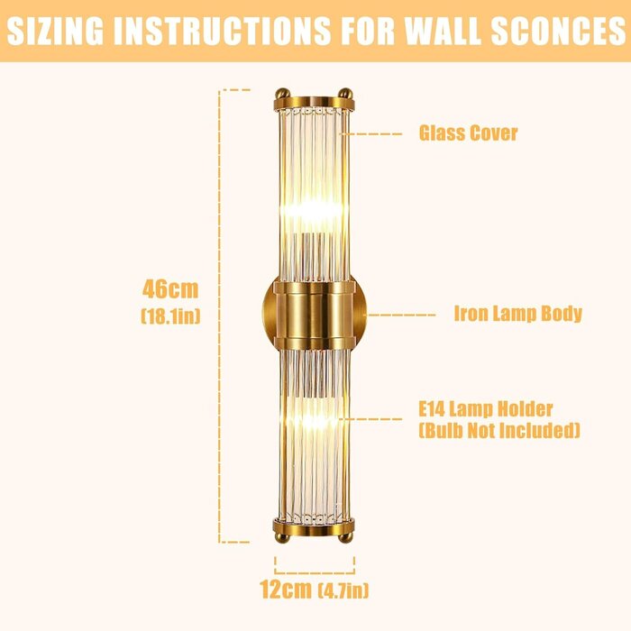 Designer Wandleuchte Industrie-Stil, Gold, 46 cm - bis zu 34% sparen