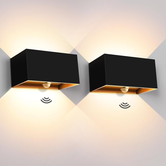 Kingwei 2er-Set LED-Wandleuchten mit Bewegungsmelder - IP65, 20W - bis zu 48% Rabatt