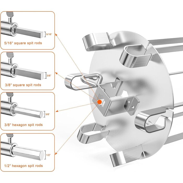 Universal Rotisserie-Spießset für Grill - Edelstahl - 6 Spieße - bis zu 33% Rabatt