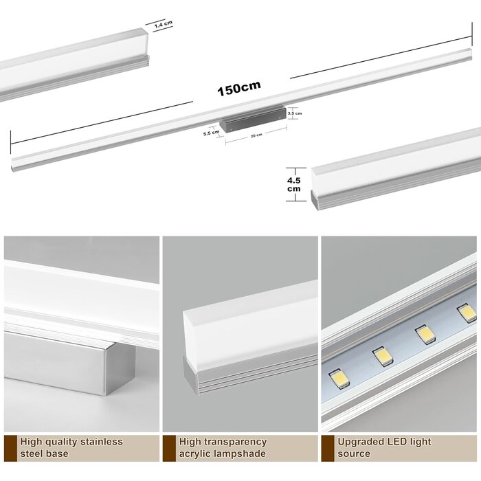 LED-Spiegellampe 150 cm - Kaltweiß, IP44 - Bis zu 34% sparen
