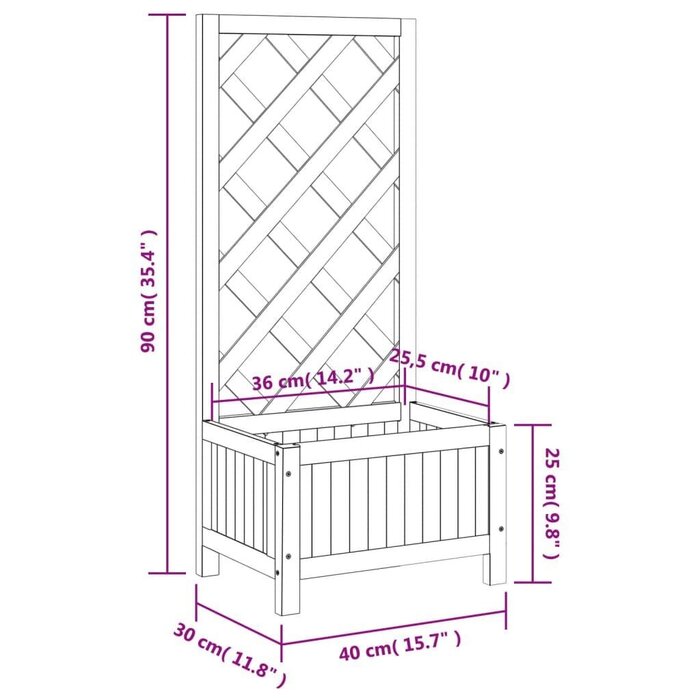 Vidaxl Pflanzkübel mit Rankgitter aus Fichtenholz - Grau, 40x30x90 cm - bis zu 32% Rabatt
