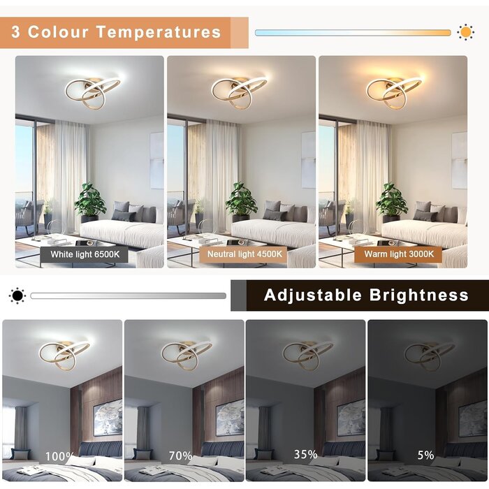 LED Deckenleuchte Blumen-Design Gold dimmbar - Jetzt bis zu 34% sparen