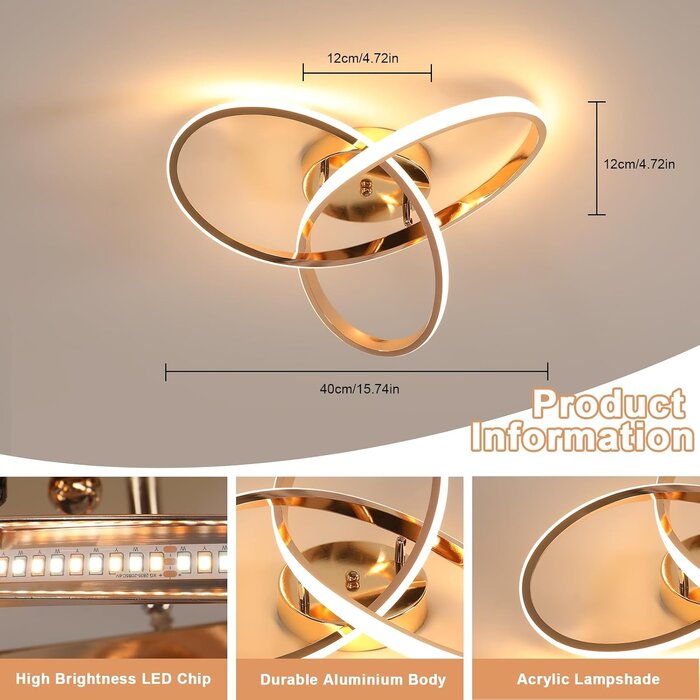 LED Deckenleuchte Blumen-Design Gold dimmbar - Jetzt bis zu 34% sparen