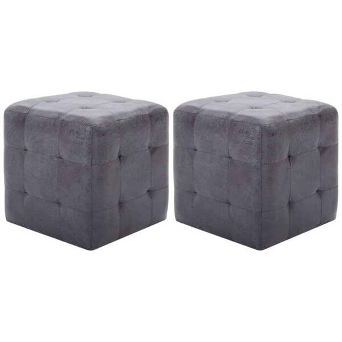 Vidaxl Hocker 2er-Set Kunst-Wildleder Grau 30x30cm - bis zu 34% Rabatt sparen