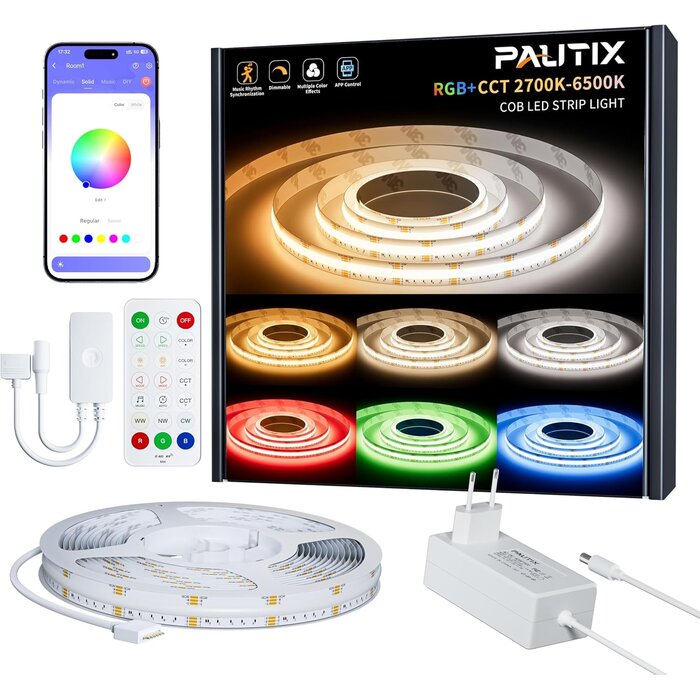 5m COB LED-Streifen Set RGBCCT - Dimmbar & App-Steuerung - bis zu 34% Rabatt
