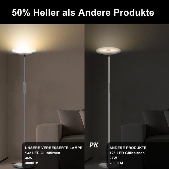 Moderne LED-Stehlampe 175cm - dimmbar & fernbedienbar - bis zu 34% sparen