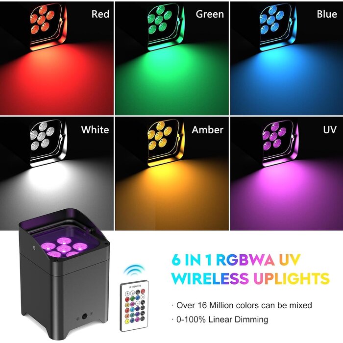 Akku LED Par Scheinwerfer 108W RGBWA+UV - Kabellos & mobil, bis zu 35% Rabatt