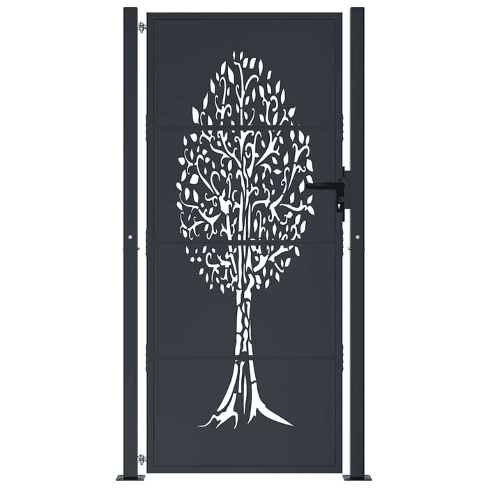Vidaxl Gartentor 105x205 cm Stahl Anthrazit Baummotiv - bis zu 35% Rabatt