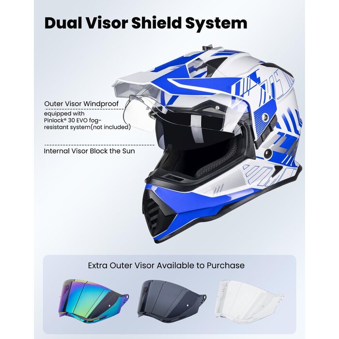 Dual-Sport Adventure-Helm Blau/Weiß - S | Jetzt bis zu 34% Rabatt