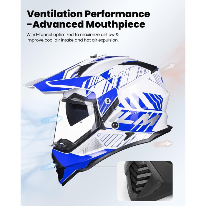 Dual-Sport Adventure-Helm Blau/Weiß - S | Jetzt bis zu 34% Rabatt
