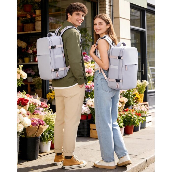 Reiserucksack 40x30x20 cm - Inkl. Vakuumpumpe & Laptopfach - Lila - bis zu 33%
