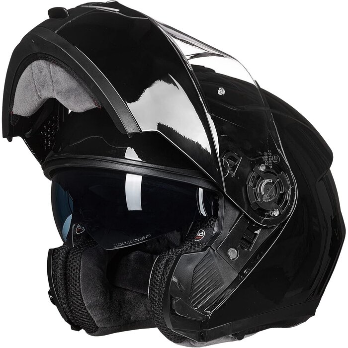 Klapphelm mit Doppelvisier ECE 22.06 - Glänzend Schwarz Gr. L - bis zu 34% Rabatt