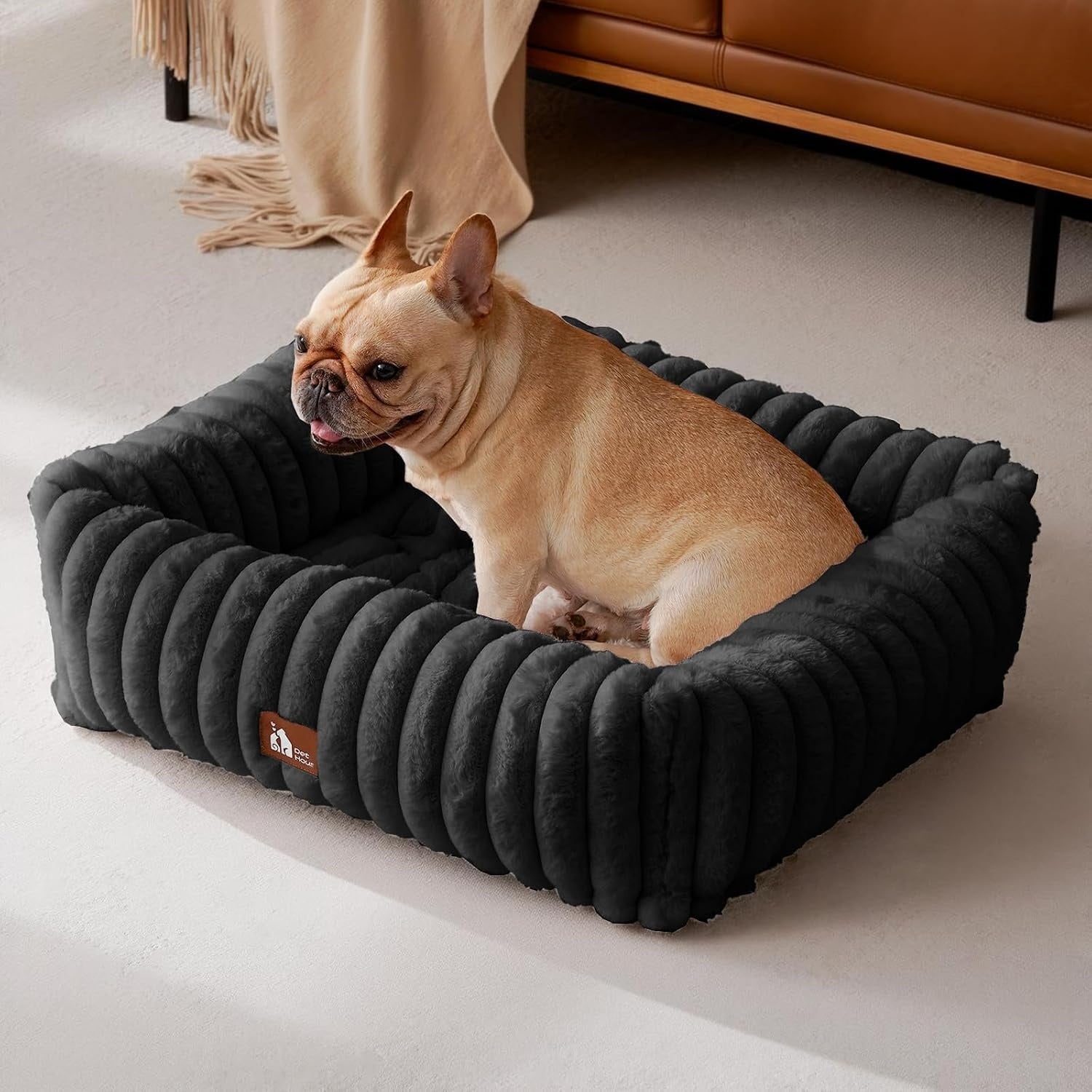 Orthopädisches Hundebett aus Cord, Schwarz, 63,5 x 53 cm - bis zu 33% reduziert