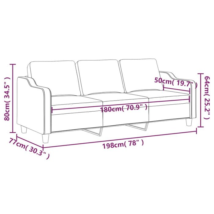 Vidaxl 3-Sitzer Sofa 180 cm Stoff Dunkelgrau - Stilvoll & bis zu 35% günstiger