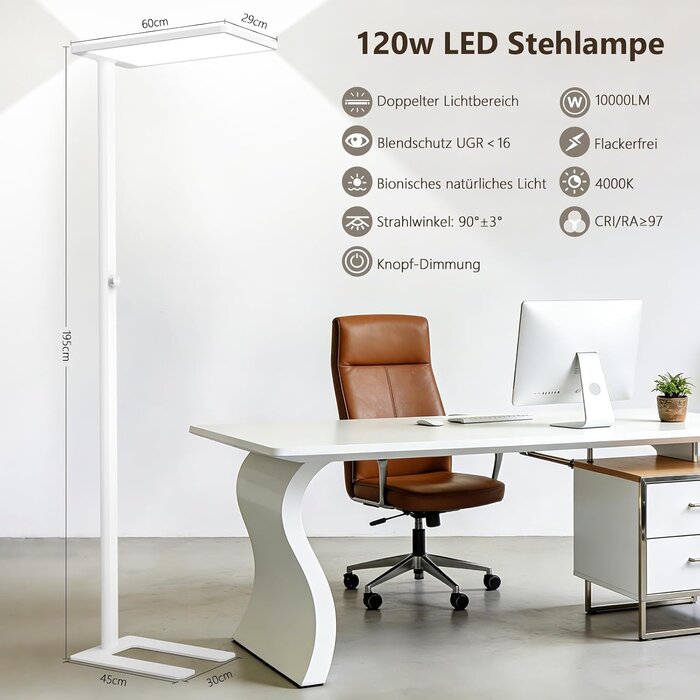 Moderne LED-Stehleuchte, dimmbar, 196 cm, Weiß - Jetzt bis zu 35% Rabatt