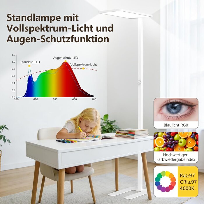 Moderne LED-Stehleuchte, dimmbar, 196 cm, Weiß - Jetzt bis zu 35% Rabatt