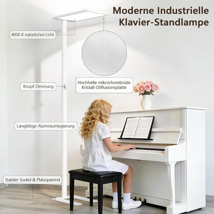 Moderne LED-Stehleuchte, dimmbar, 196 cm, Weiß - Jetzt bis zu 35% Rabatt