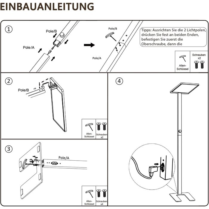 Moderne LED-Stehleuchte, dimmbar, 196 cm, Weiß - Jetzt bis zu 35% Rabatt