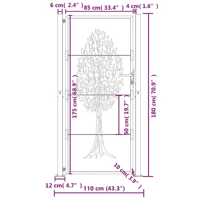 Vidaxl Gartentor 105x180 cm Anthrazit Laser-Design - Bis zu 30% Rabatt